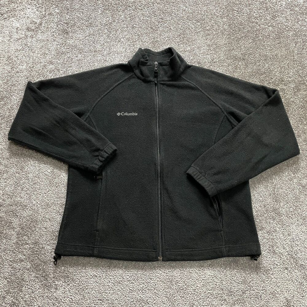 Columbia Jacket Womens Large Black Full Zip Pockets Fleece Pocket Outdoor Ladies